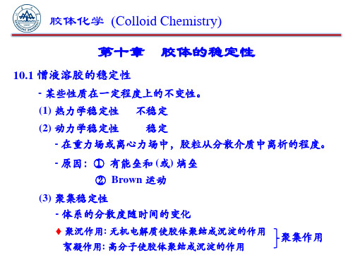 第十章  胶体的稳定性