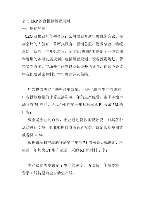 公司ERP沙盘模拟经营规定(doc 23页)