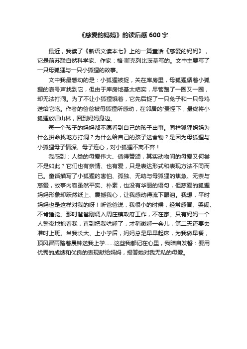 《慈爱的妈妈》的读后感600字