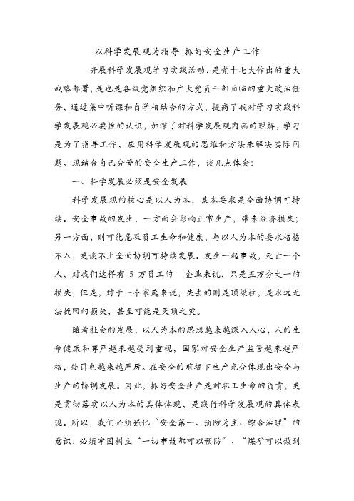 以科学发展观为指导 抓好安全生产工作.doc