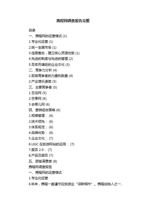 携程网调查报告完整