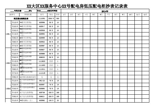 低压配电房抄表记录表