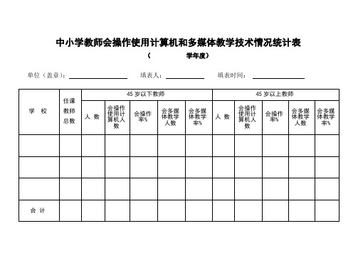 1.2.4-1镇各校教师使用计算机和多媒体教学技术情况统计表