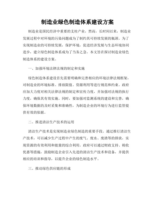 制造业绿色制造体系建设方案