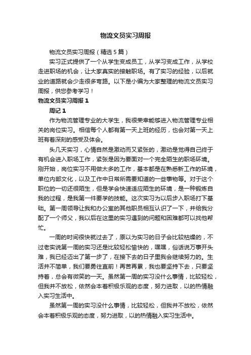 物流文员实习周报