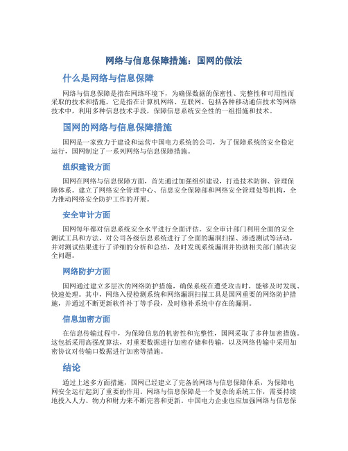 网络与信息保障措施 国网