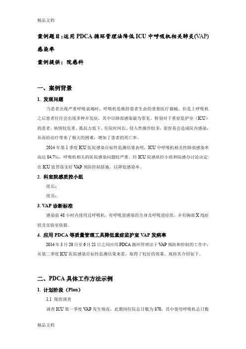 最新运用PDCA循环法降低ICU中呼吸机相关肺炎感染率