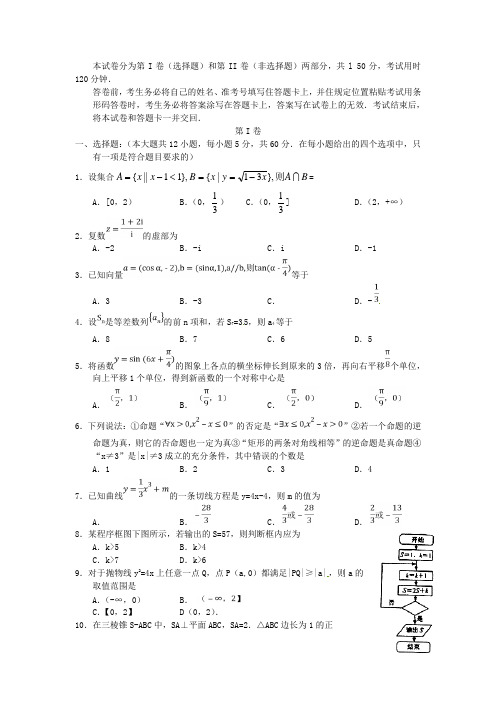 辽宁省大连24中高三数学考前模拟考试试题 文 新人教版