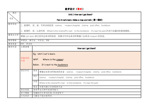 PEP版小学英语六年级上册Unit1第一课时教学设计