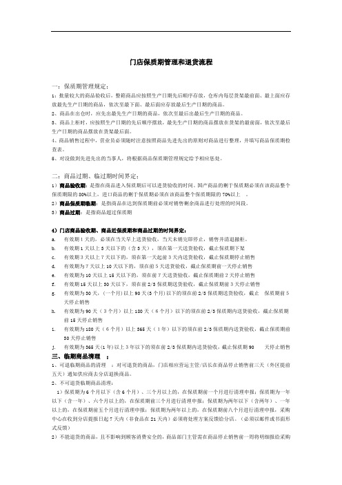 保质期管理和退货流程