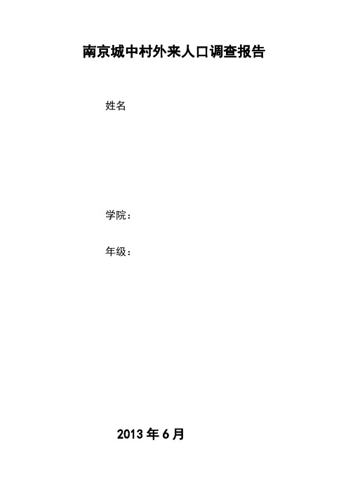 南京城中村调查论文