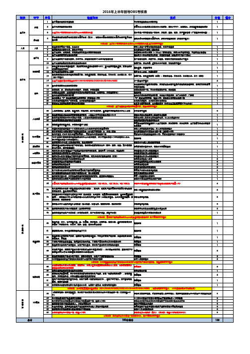 2016年上半年DBS考核表 V1.0