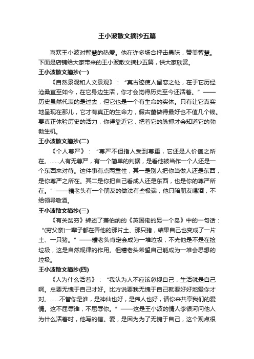 王小波散文摘抄五篇