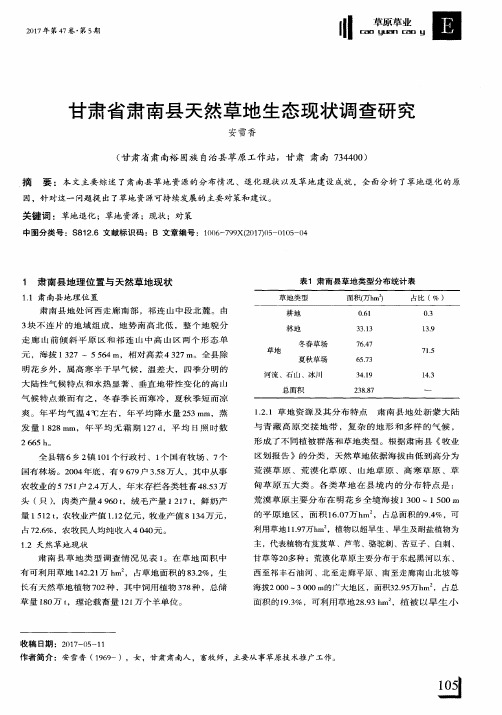 甘肃省肃南县天然草地生态现状调查研究