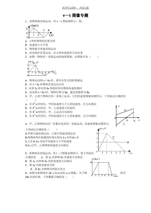 高一物理v-t图像习题集