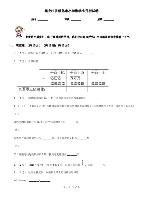 黑龙江省绥化市小学数学小升初试卷