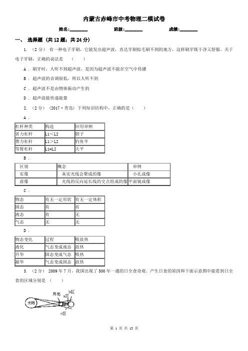 内蒙古赤峰市中考物理二模试卷 