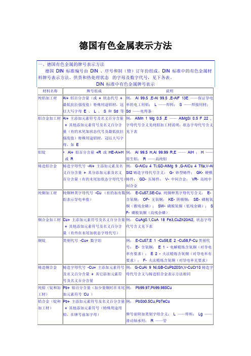 德国有色金属表示方法