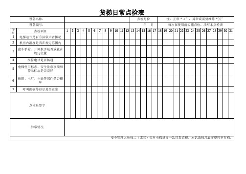 特种设备货梯日常点检表