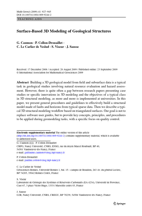 Surface-Based 3D Modeling of Geological Structures