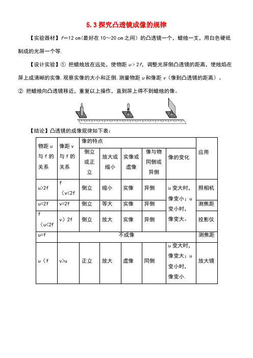 八年级物理上册5.3探究凸透镜成像的规律知识点精细梳理新人教版(new)