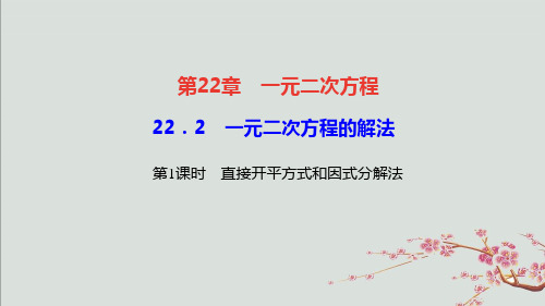 濠江区四中九年级数学上册第22章一元二次方程22.2一元二次方程的解法第1课时直接开平方法和因式分解