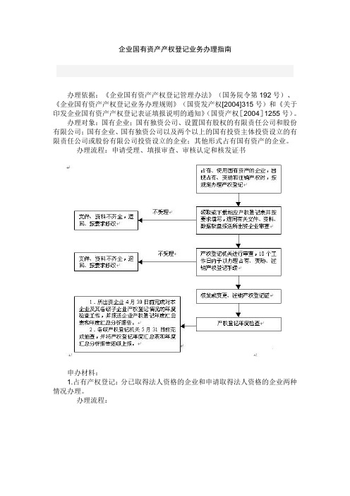 企业国有资产产权登记业务办理指南