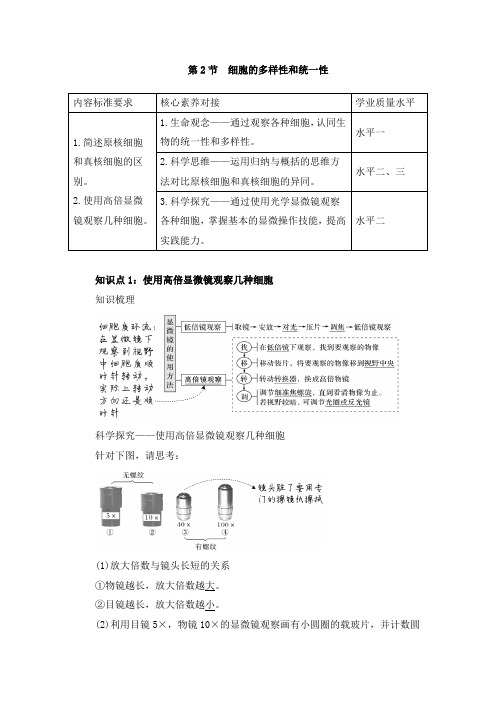 高考生物一轮复习《第2节 细胞的多样性和统一性》教案(两套)