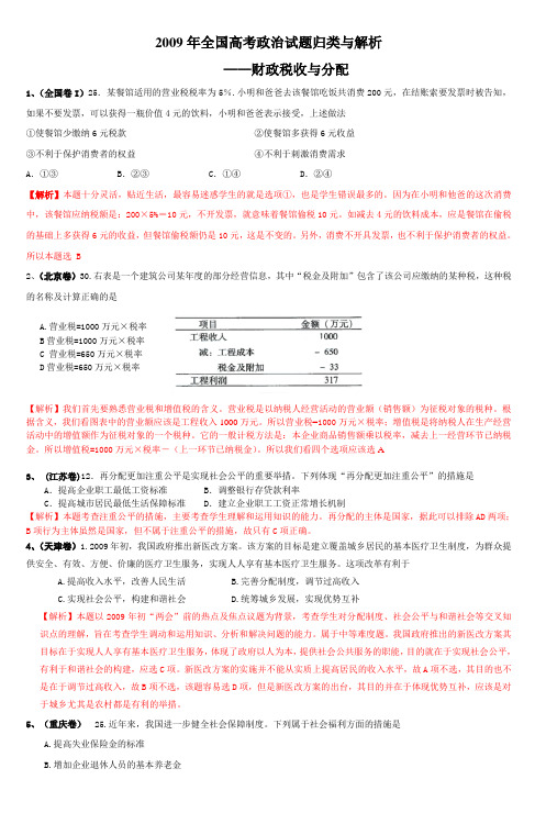 2009年全国高考政治试题归类与解析-6