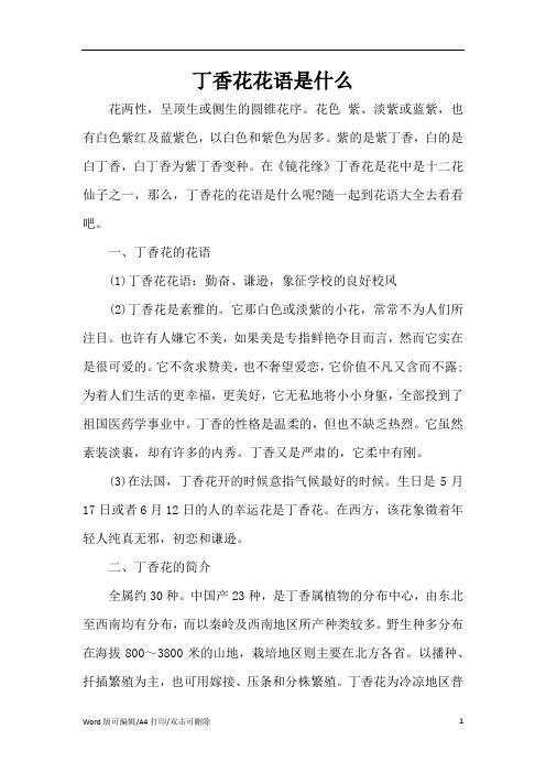 丁香花花语是什么(标准版)