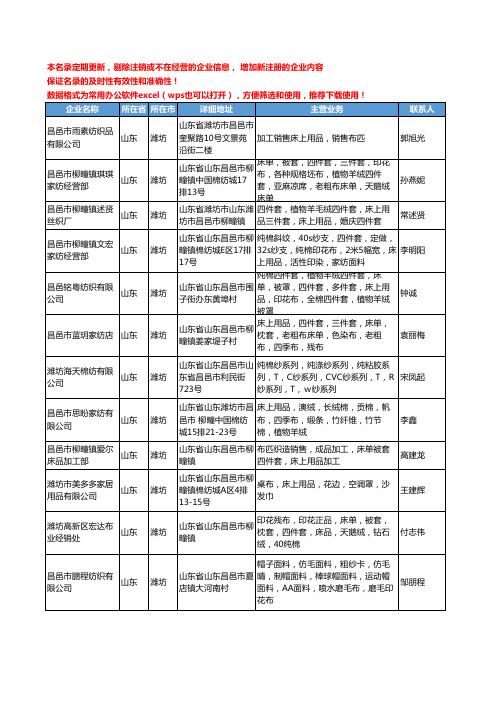 2020新版山东省潍坊床上用品工商企业公司名录名单黄页联系方式大全500家