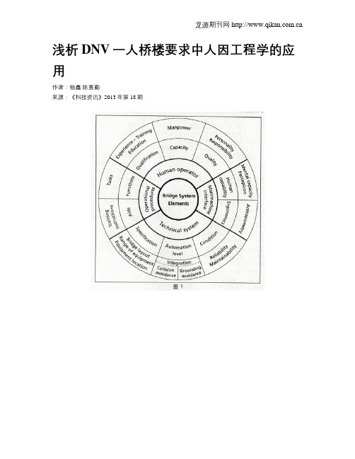 浅析DNV一人桥楼要求中人因工程学的应用