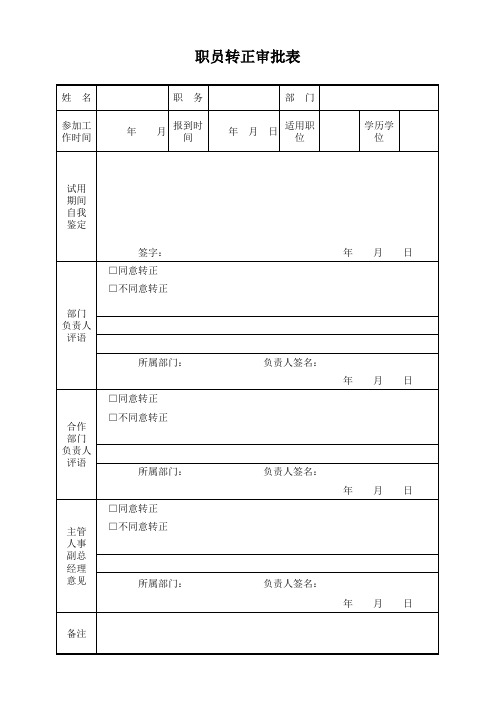 职员转正审批表