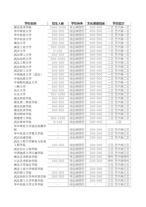 湖北各高校艺术类专业排名