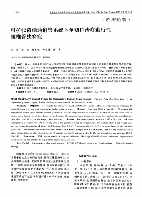 可扩张微创通道管系统下单切口治疗退行性腰椎管狭窄症