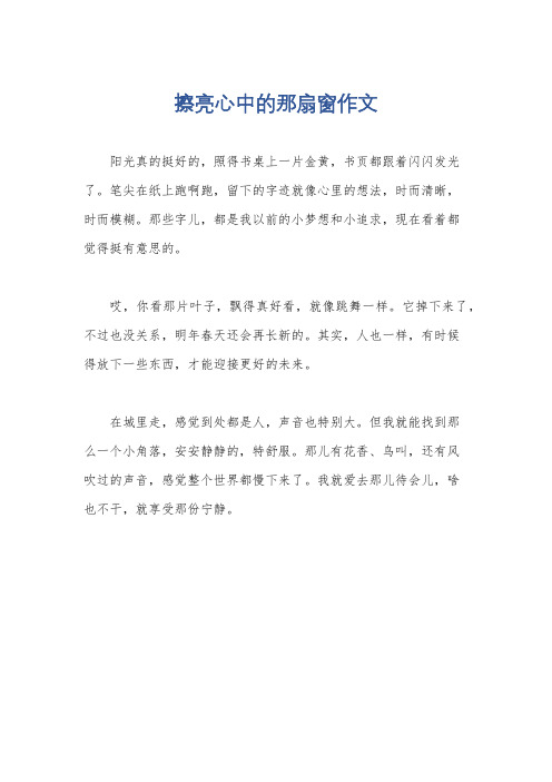 擦亮心中的那扇窗作文