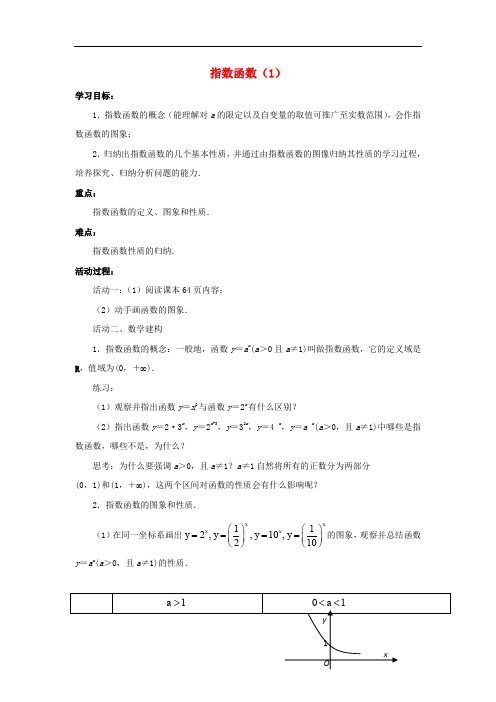 江苏省徐州市高中数学 第3章 指数函数、对数函数和幂函数 3.1 指数函数(1)学案(无答案)苏教版必修1