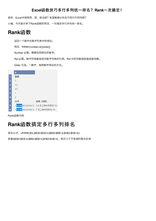 Excel函数技巧多行多列统一排名？Rank一次搞定！