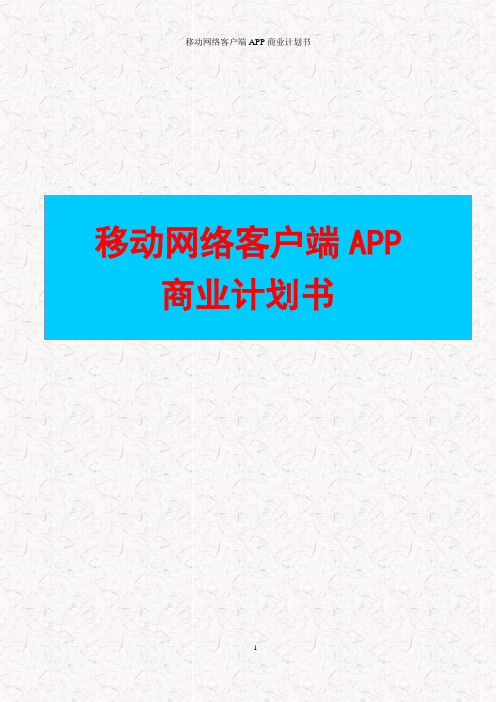 移动网络客户端APP商业计划书