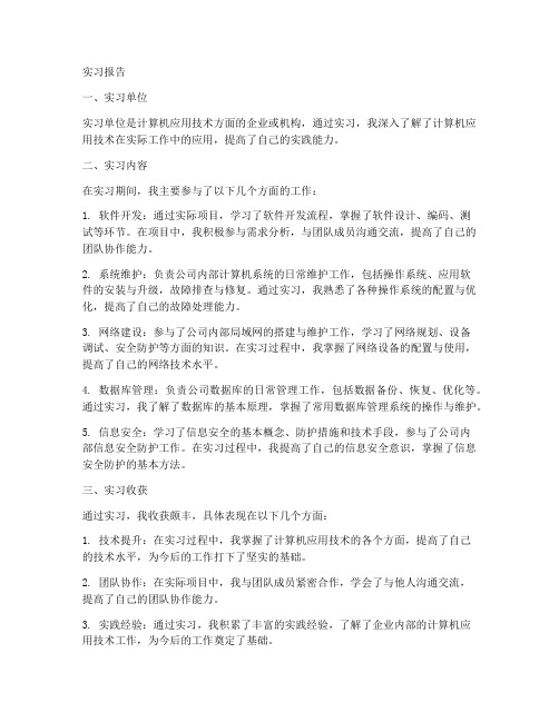 计算机应用实习报告范文