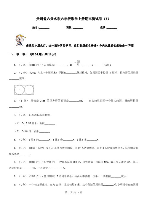 贵州省六盘水市六年级数学上册期末测试卷(A)