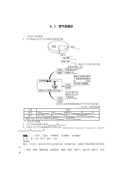 初中化学41空气的成分复习鲁教版