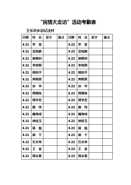 民情大走访签到表