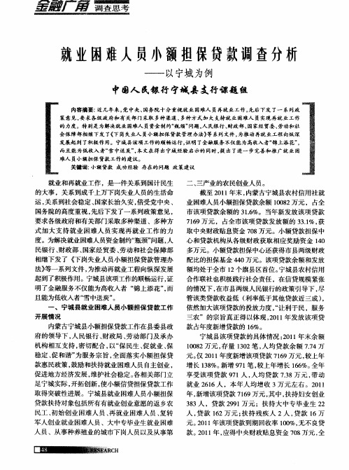 就业困难人员小额担保贷款调查分析——以宁城为例