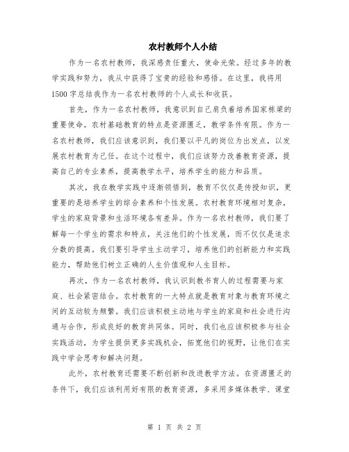 农村教师个人小结