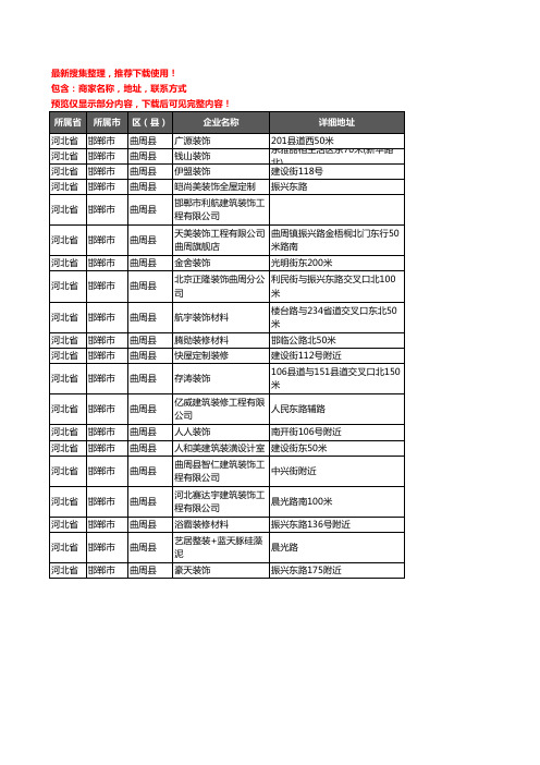 新版河北省邯郸市曲周县装修公司企业公司商家户名录单联系方式地址大全20家