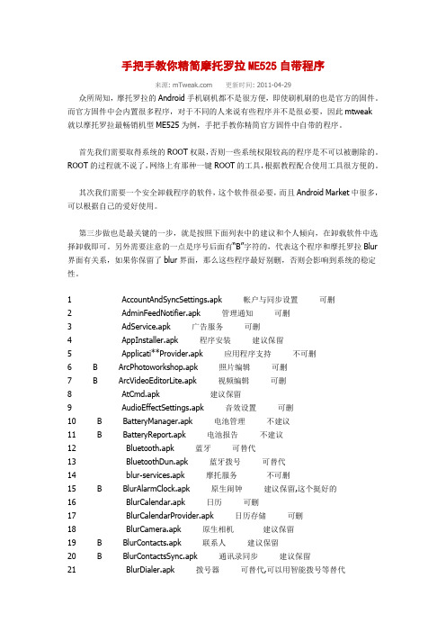 手把手教你精简摩托罗拉ME525自带程序