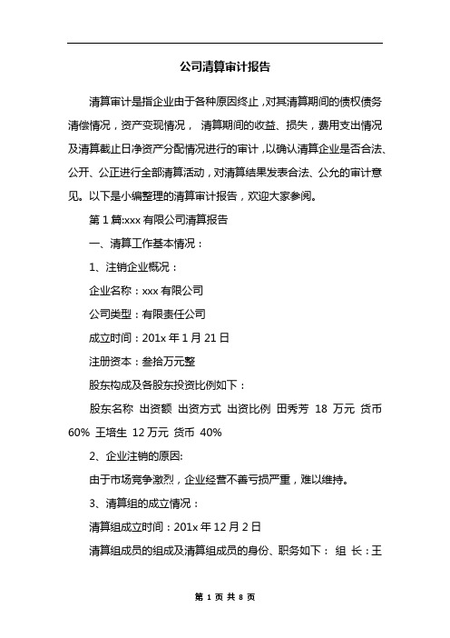 公司清算审计报告