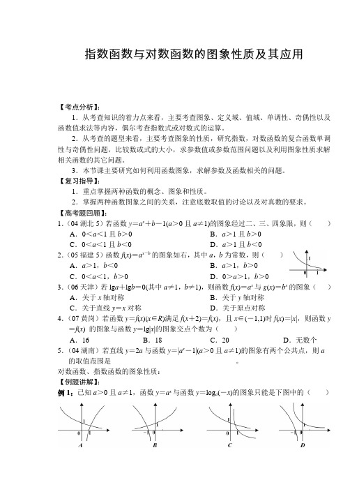 指数函数与对数函数的图象性质及其应用