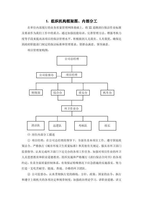 道路清扫保洁-组织机构框架图、内部分工(纯方案,3页)